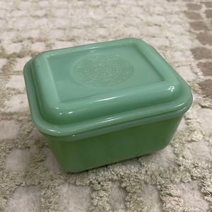 1. Jadeite Fire King Philbe Refrigerator Box  w/lid